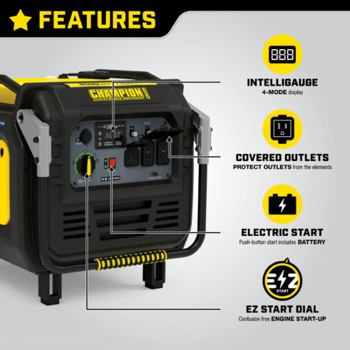 Champion 100719 8500W Electric Start Inverter with CO Shield - PowerGen USA