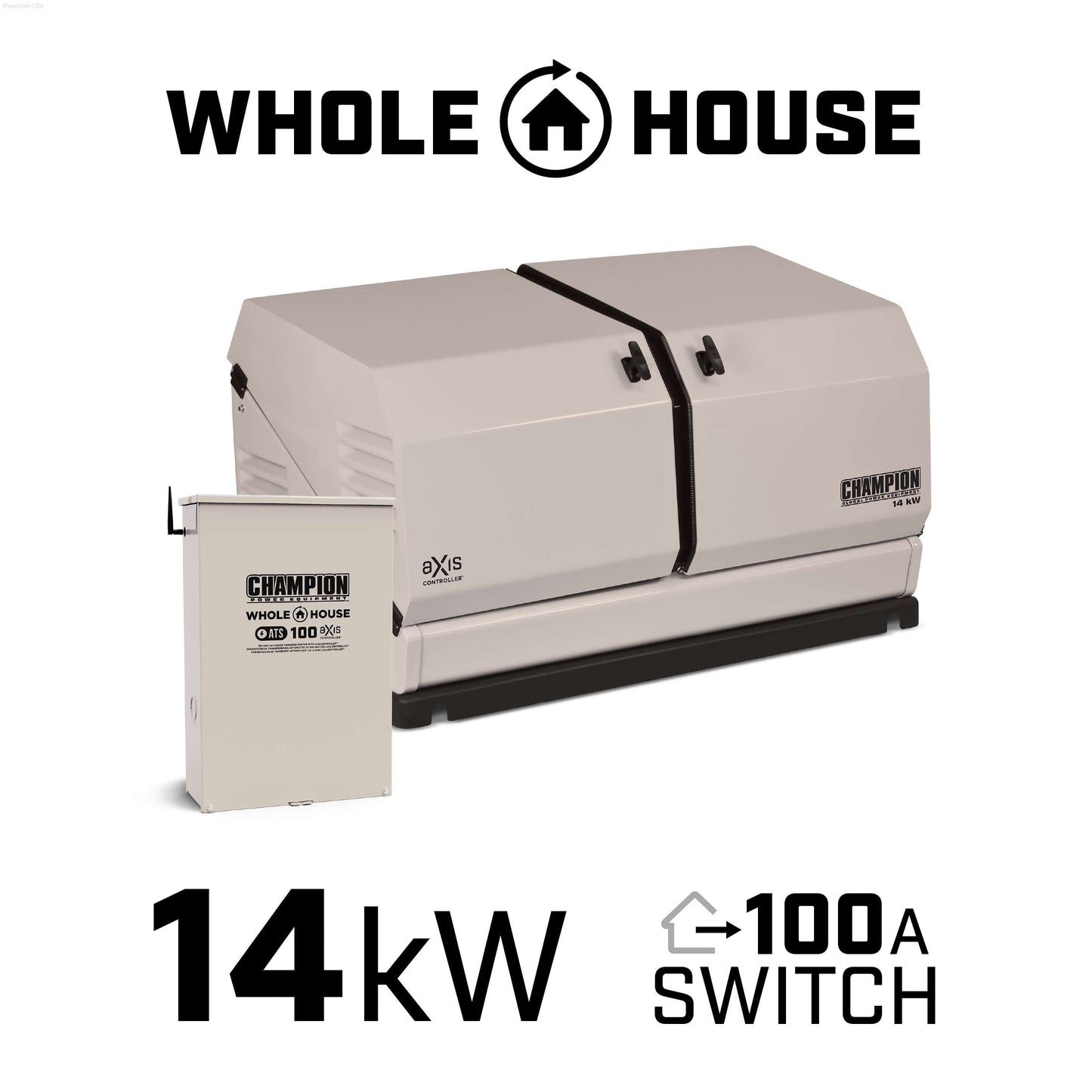 Dual Fuel Hybrid - Champion 14kW AXis Home Standby Generator System With 100-Amp AXis Automatic Transfer Switch