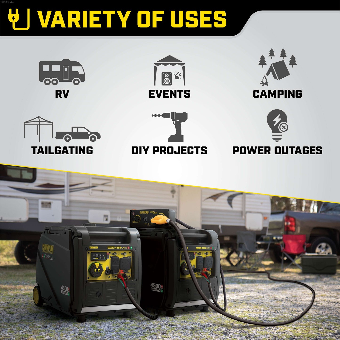 Dual Fuel Hybrid - Champion 4500-Watt Portable Dual Fuel Inverter Generator With Quiet Technology