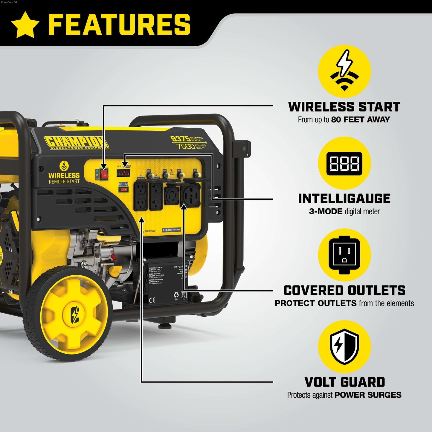 Gas Generators - Champion 7500-Watt Portable Generator With Wireless Remote Start