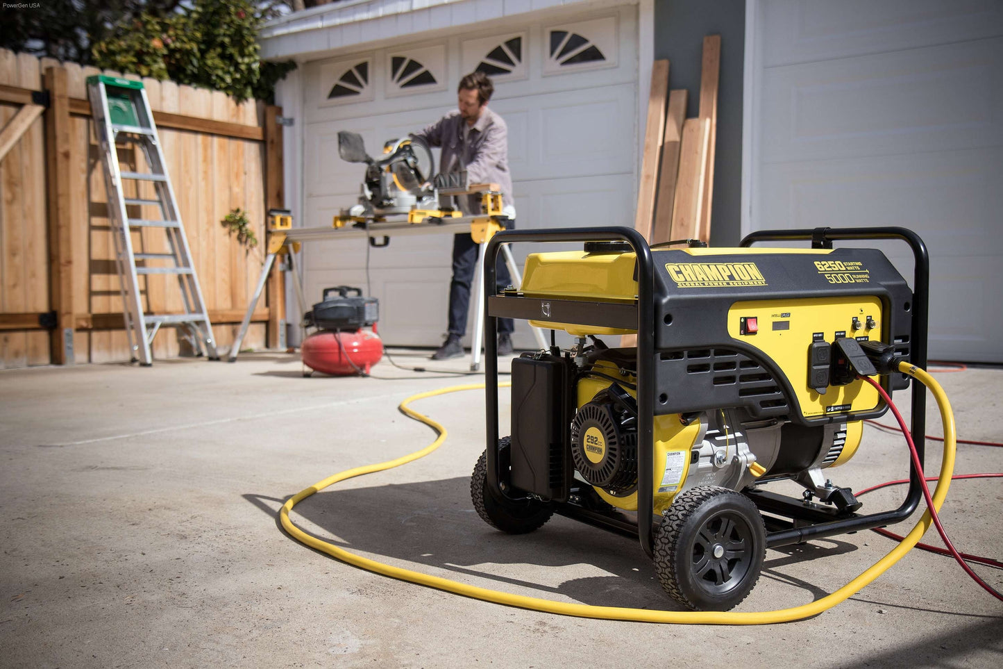 Gas Generators - Champion 5000-Watt Portable Generator With Wheel Kit And 25-ft. Extension Cord