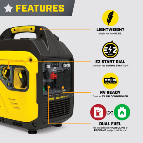 Champion 201050 4000W Dual Fuel Inverter with CO Shield® - PowerGen USA