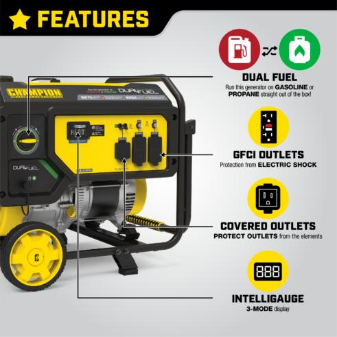 Champion 201085 5500W Dual Fuel Generator with CO Shield - PowerGen USA