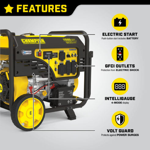 Champion 201110 9200W Electric Start Generator with CO Shield - PowerGen USA