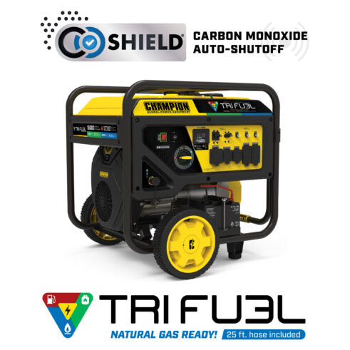 Champion 201161 12,000W Electric Start Tri Fuel Generator with CO Shield - PowerGen USA