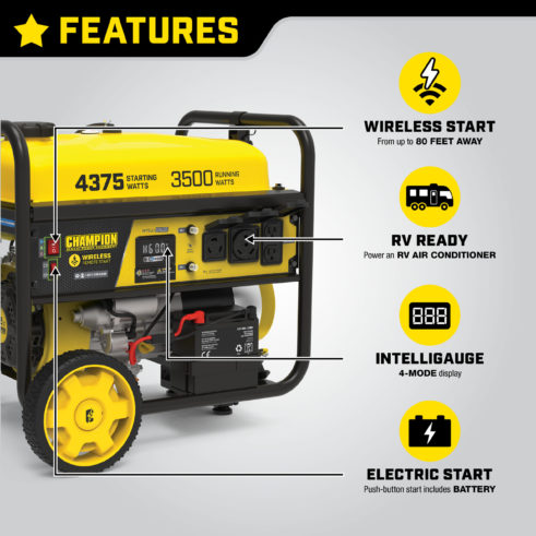 Champion 201181 3500W Wireless Start Generator with CO Shield - PowerGen USA