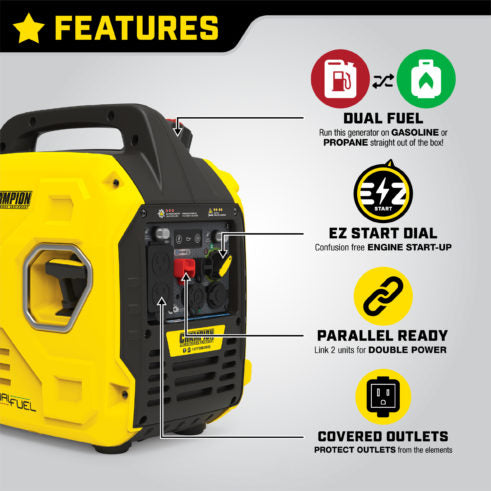 Champion 201183 2500W Dual Fuel Inverter with CO Shield® - PowerGen USA