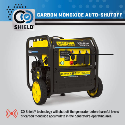 Champion 201185 4250W Wireless Start Open Frame Inverter with CO Shield® - PowerGen USA