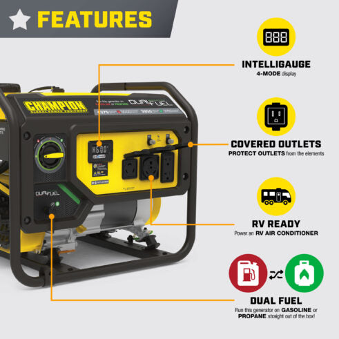 Champion 201296 3500W Dual Fuel Generator with CO Shield® - PowerGen USA