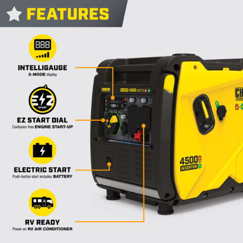 Champion 201319 4500W Electric Start Dual Fuel Inverter with CO Shield® - PowerGen USA