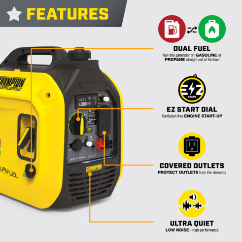 Champion 201323 2500W Dual Fuel Inverter with CO Shield® - PowerGen USA