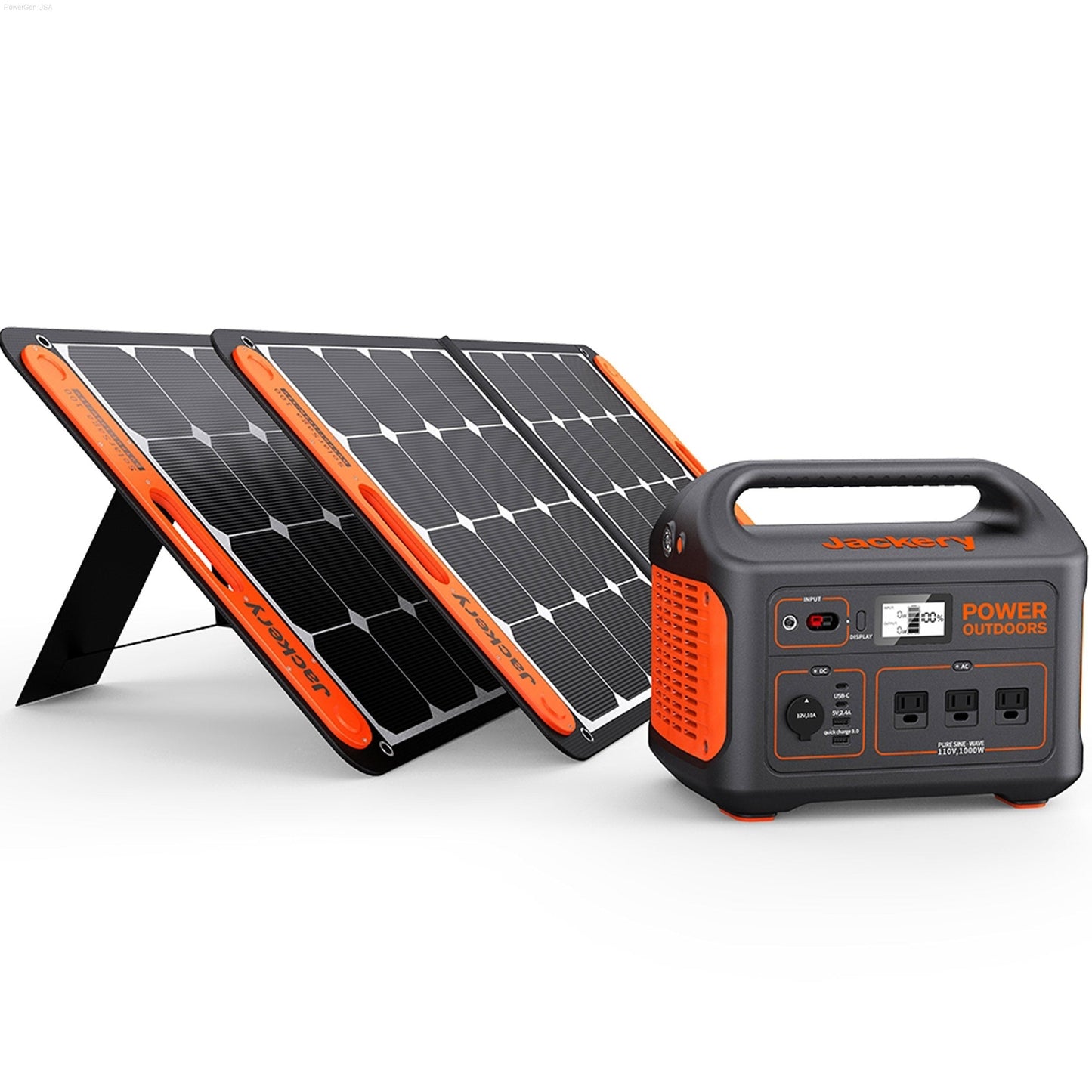 Solar & Battery Powered - Jackery 1000-Watt Continuous/2000W Peak Solar Generator SG880 With 1 Solar Panels 100W Push Button Start For Outdoors