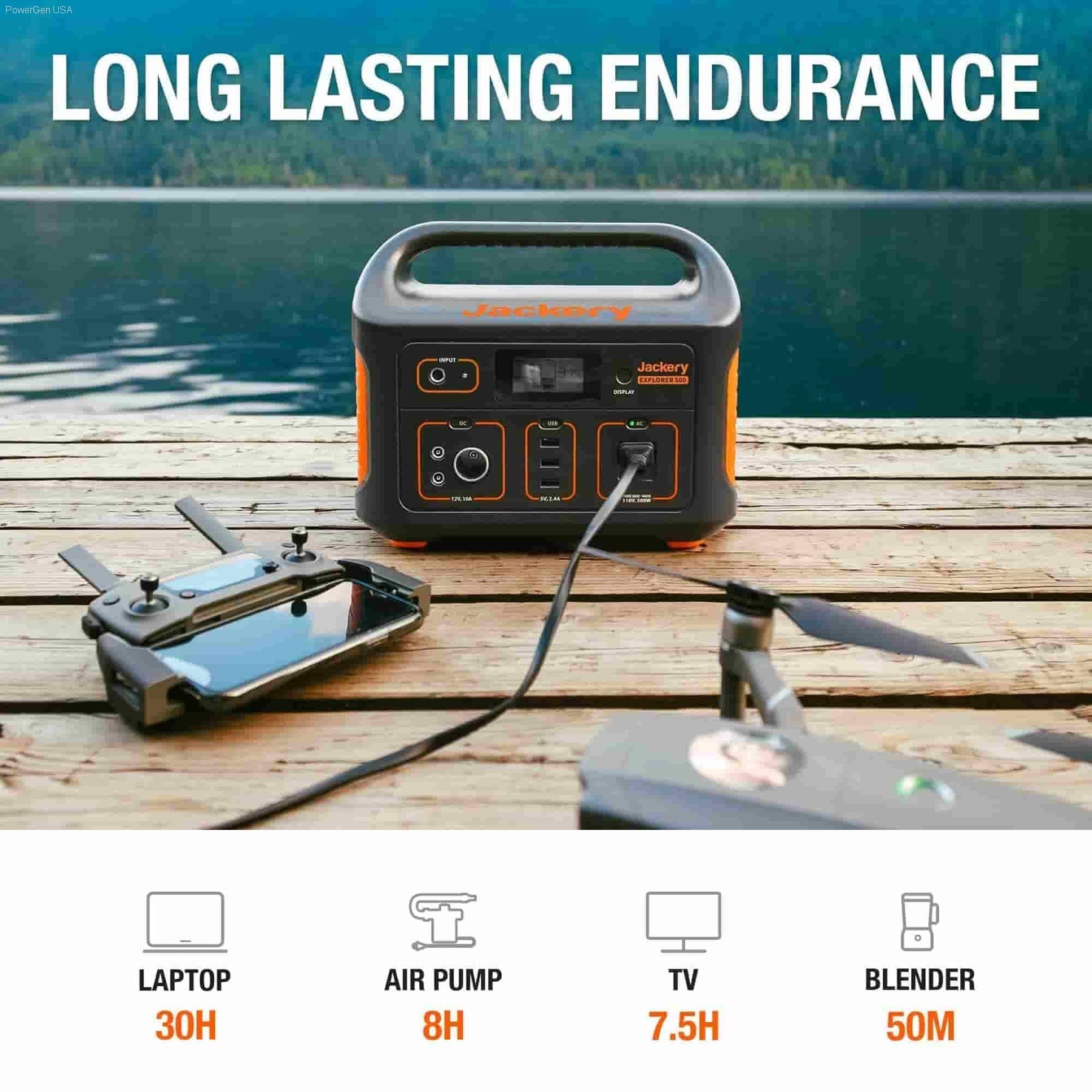 Solar & Battery Powered - Jackery Explorer 500  - 500Wh Portable Power Station For Outdoors