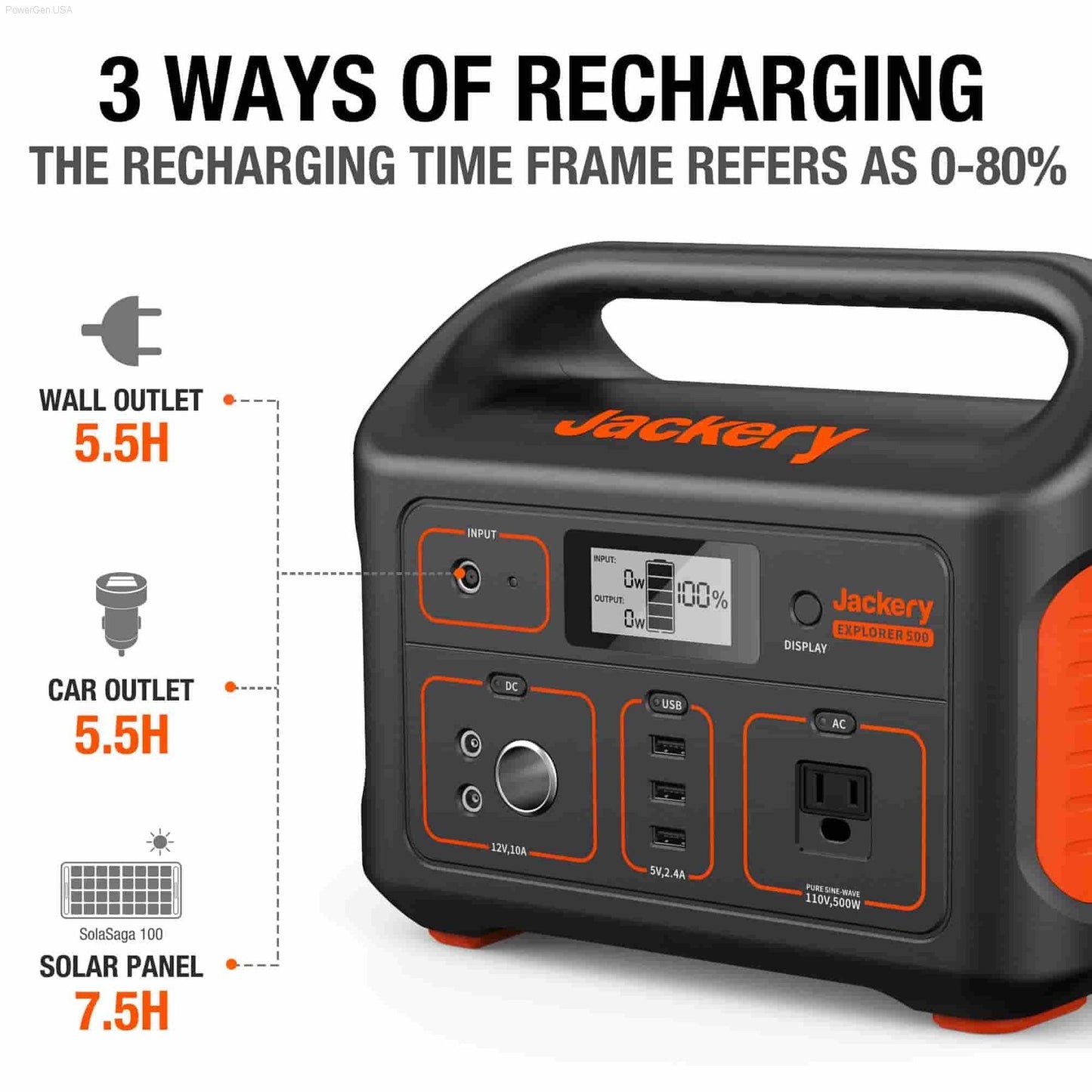 Solar & Battery Powered - Jackery Explorer 500  - 500Wh Portable Power Station For Outdoors