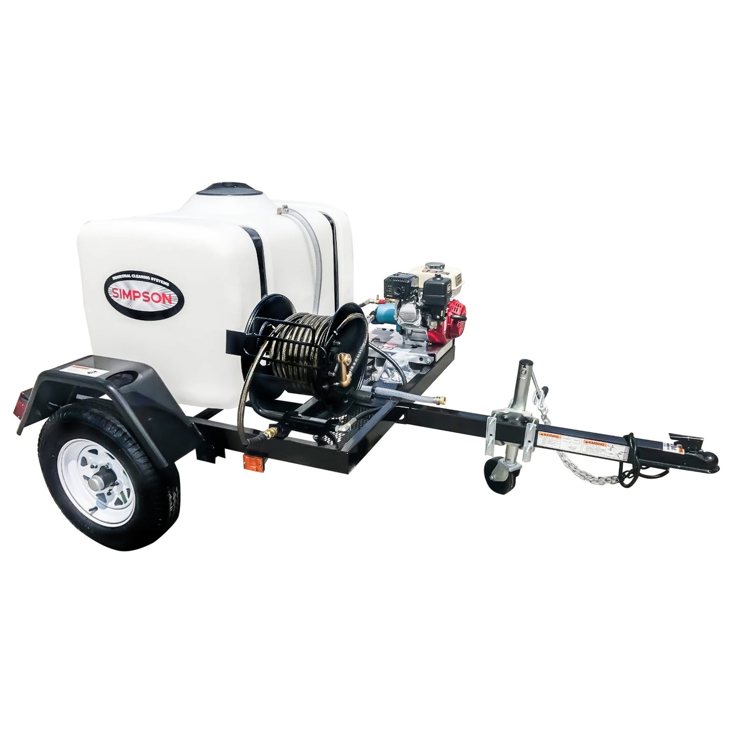 SIMPSON Mobile Trailer 95000 3200 PSI at 2.8 GPM HONDA® GX200 with CAT® Triplex Plunger Pump Cold Water Professional Gas Pressure Washer Trailer- PowerGen USA