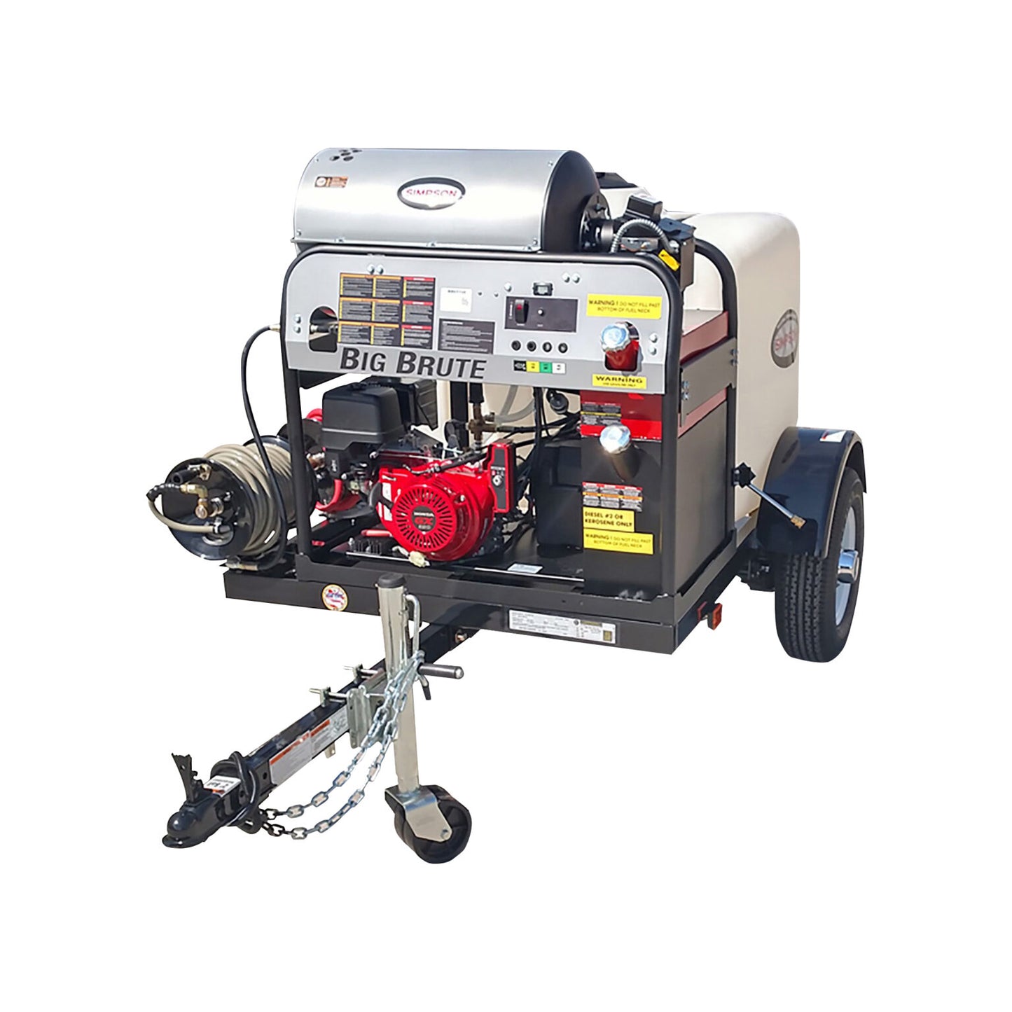 SIMPSON Mobile Trailer 95005 4000 PSI at 4.0 GPM HONDA® GX390 with COMET Triplex Plunger Pump Hot Water Professional Gas Pressure Washer Trailer- PowerGen USA