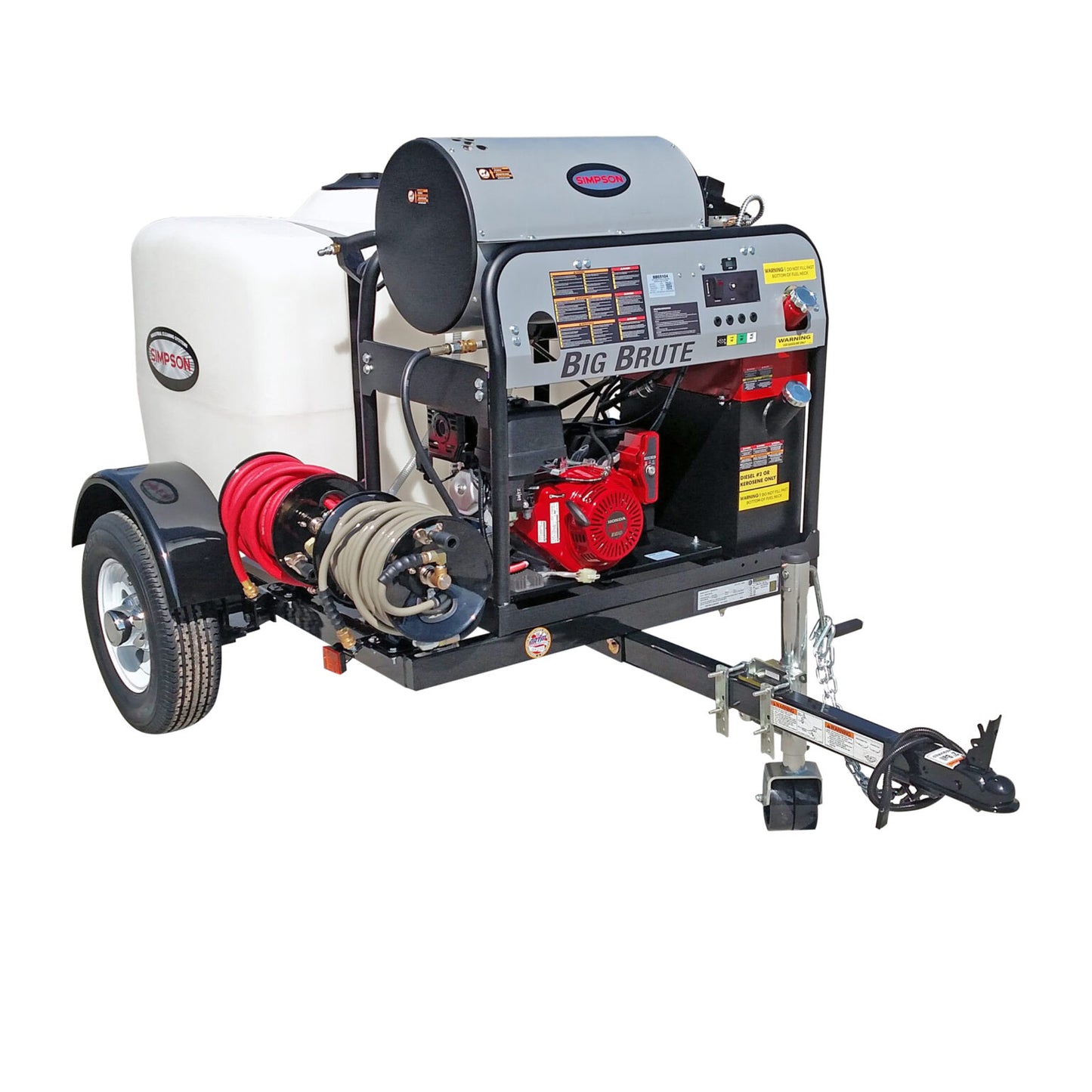 SIMPSON Mobile Trailer 95005 4000 PSI at 4.0 GPM HONDA® GX390 with COMET Triplex Plunger Pump Hot Water Professional Gas Pressure Washer Trailer- PowerGen USA