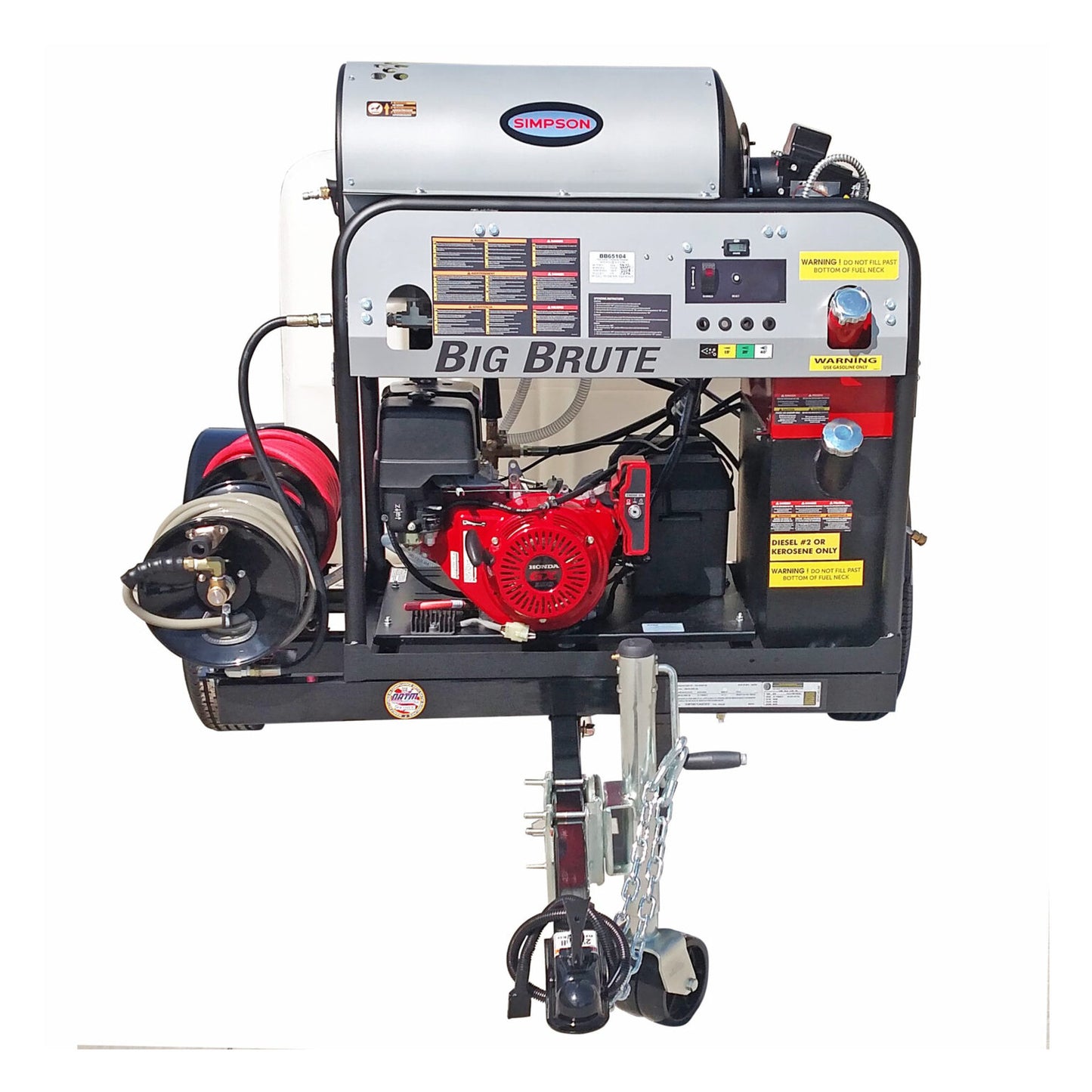 SIMPSON Mobile Trailer 95005 4000 PSI at 4.0 GPM HONDA® GX390 with COMET Triplex Plunger Pump Hot Water Professional Gas Pressure Washer Trailer- PowerGen USA