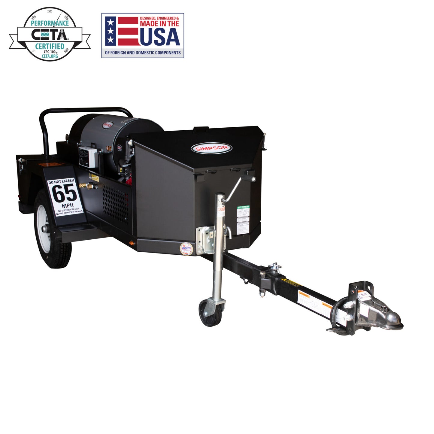 SIMPSON Mini Brute Trailer MBT-4040252E 4000 PSI at 4.0 GPM HONDA® GX390 with General Pump® Industrial Triplex Hot Water Professional Gas Pressure Washer Trailer- PowerGen USA