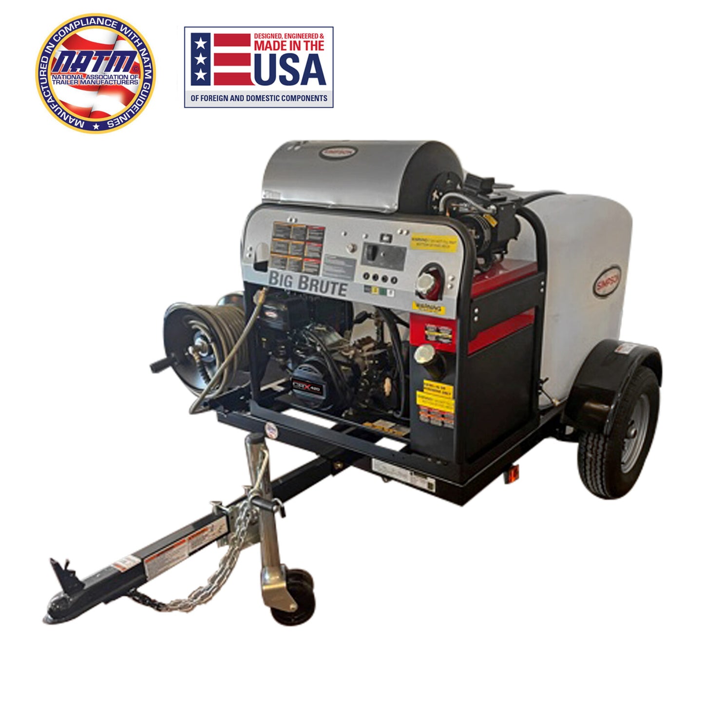 SIMPSON Mobile Trailer 95016 4000 PSI at 4.0 GPM CRX® 420cc with COMET Triplex Plunger Pump Hot Water Professional Gas- PowerGen USA