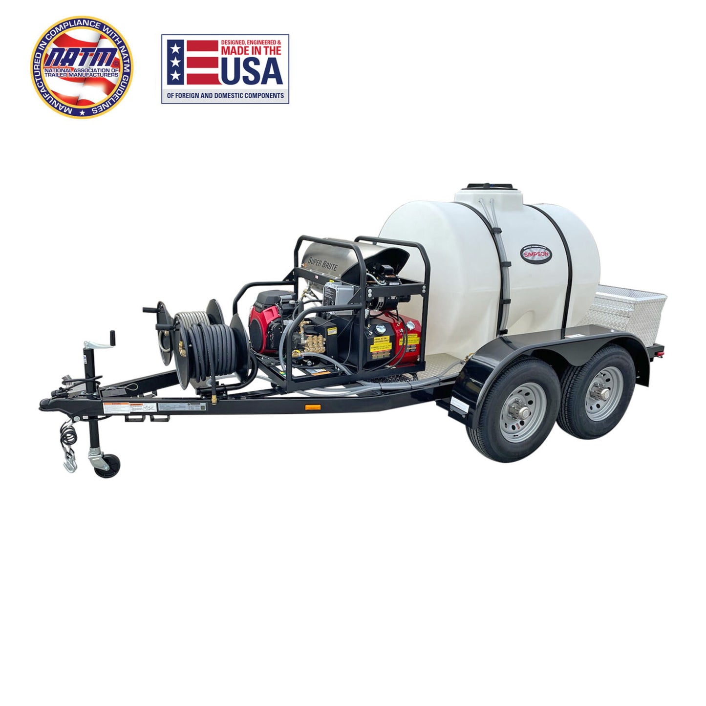 SIMPSON Mobile Trailer 95122 3500 PSI at 5.5 GPM HONDA® GX690 with COMET Triplex Plunger Pump Hot Water Professional Gas Pressure Washer Trailer- PowerGen USA