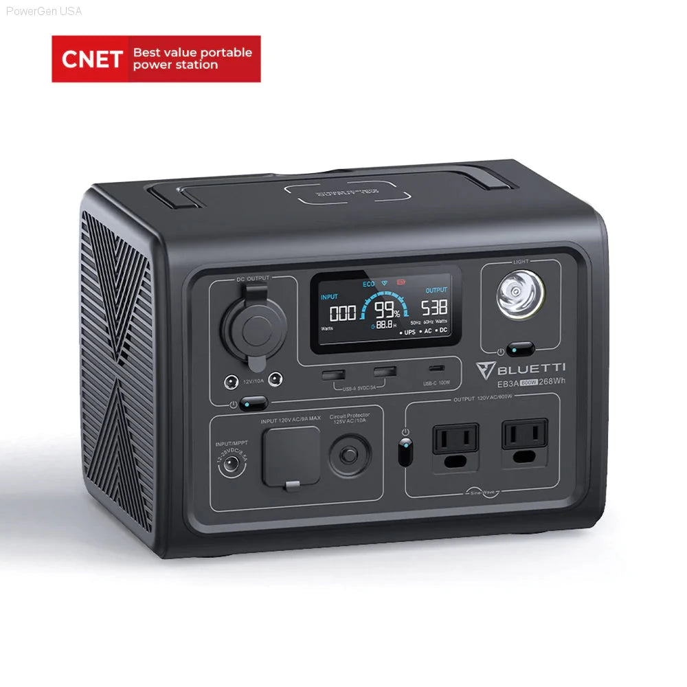 BLUETTI EB3A Specs Portable Power Station | 600W 268Wh - Power Gen USA
