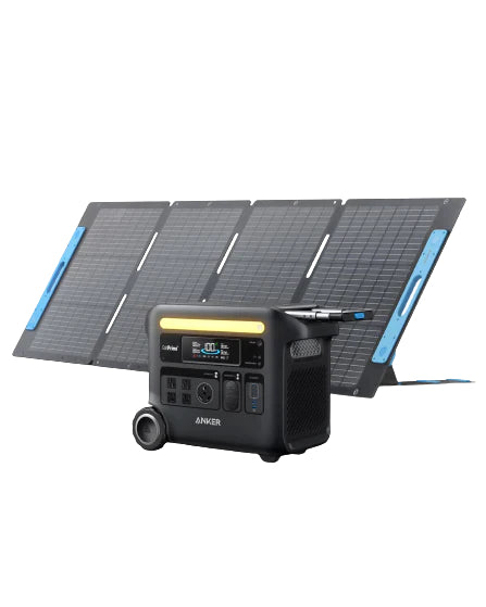 Solar & Battery Powered - Anker SOLIX F2600 Solar Generator - 2560Wh | 2400W | With Anker Solix PS 400W Solar Panel