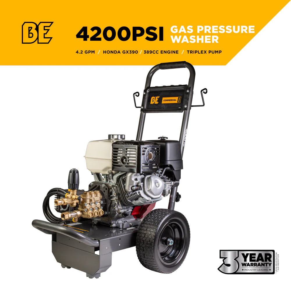 BE POWER EQUIPMENT 4,200 PSI 4.2 GPM Cold Water Gas Pressure Washer - B4213HCS- PowerGen USA