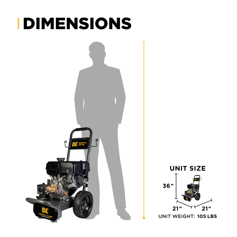 BE POWER 4,400 PSI 4.2 GPM Cold Water Gas Pressure Washer - B4415PA