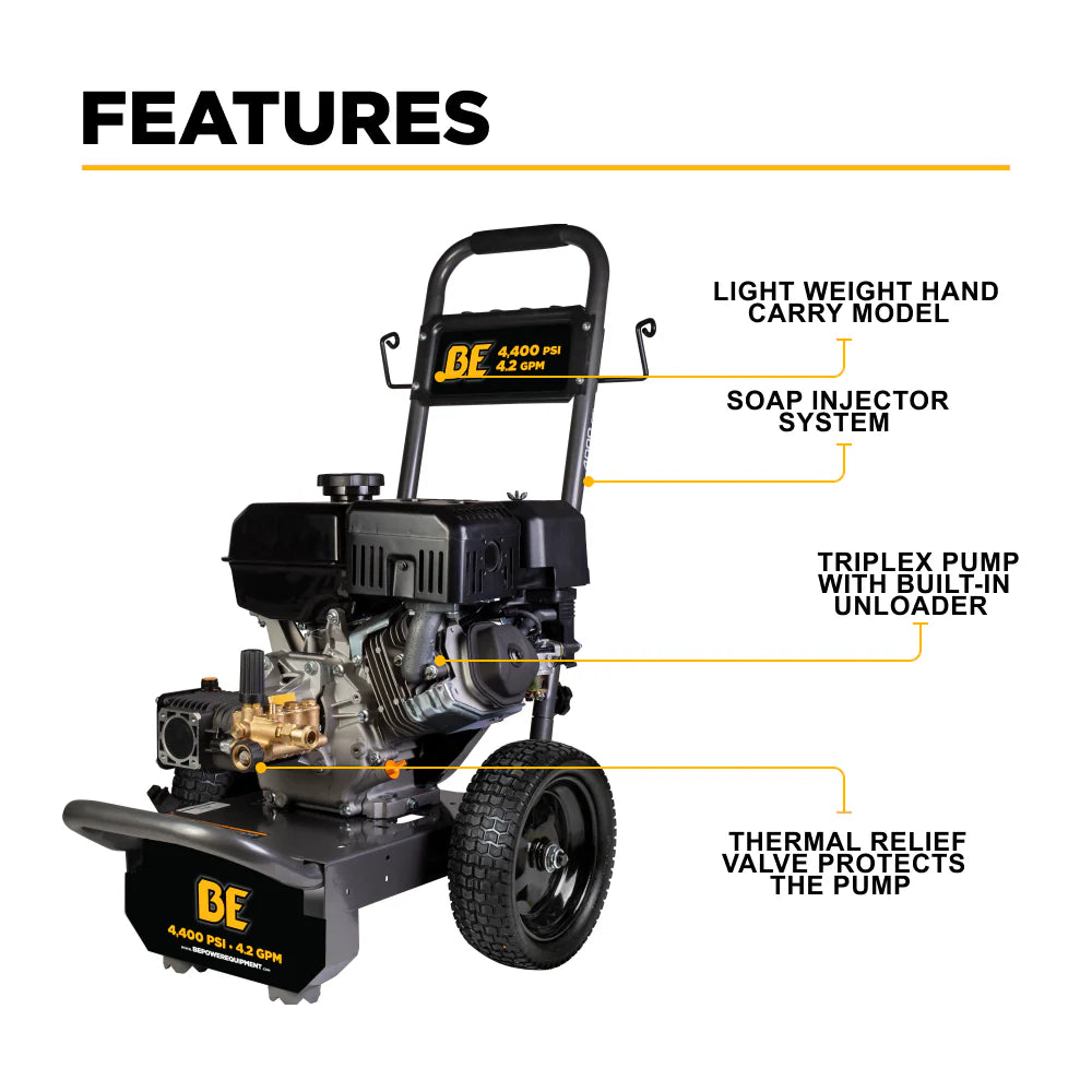 BE POWER 4,400 PSI 4.2 GPM Cold Water Gas Pressure Washer - B4415PA