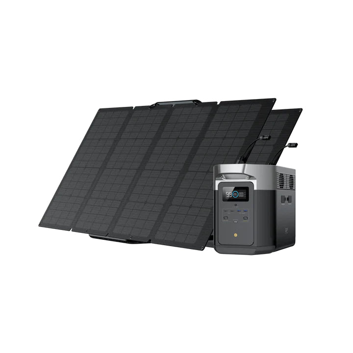 Solar & Battery Powered - EcoFlow DELTA Max 2000 + 2*160W Solar Panel