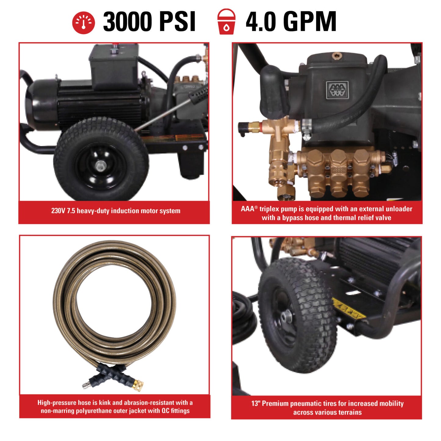 SIMPSON Rental Series IR3040012B 3000 PSI at 4.0 GPM SIMPSON Cold Water Industrial Electric Pressure Washer- PowerGen USA