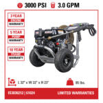 SIMPSON Industrial Series IS3030212 3000 PSI at 3.0 GPM HONDA® GX200 with AAA® Triplex Plunger Pump Cold Water Gas Professional Pressure Washer- PowerGen USA