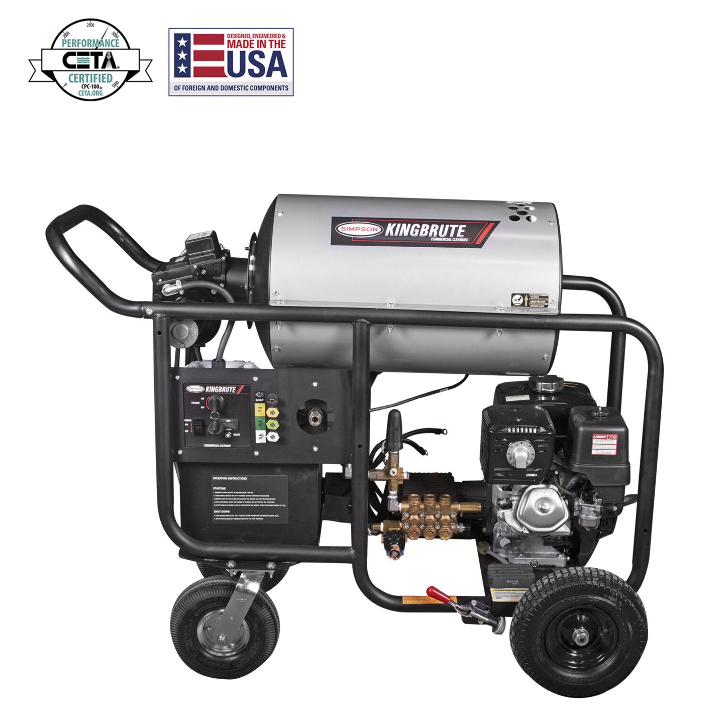 SIMPSON King Brute KB65133 4000 PSI at 4.0 GPM HONDA® with General Pump® Industrial Triplex Pump Hot Water Professional Gas Pressure Washer- PowerGen USA