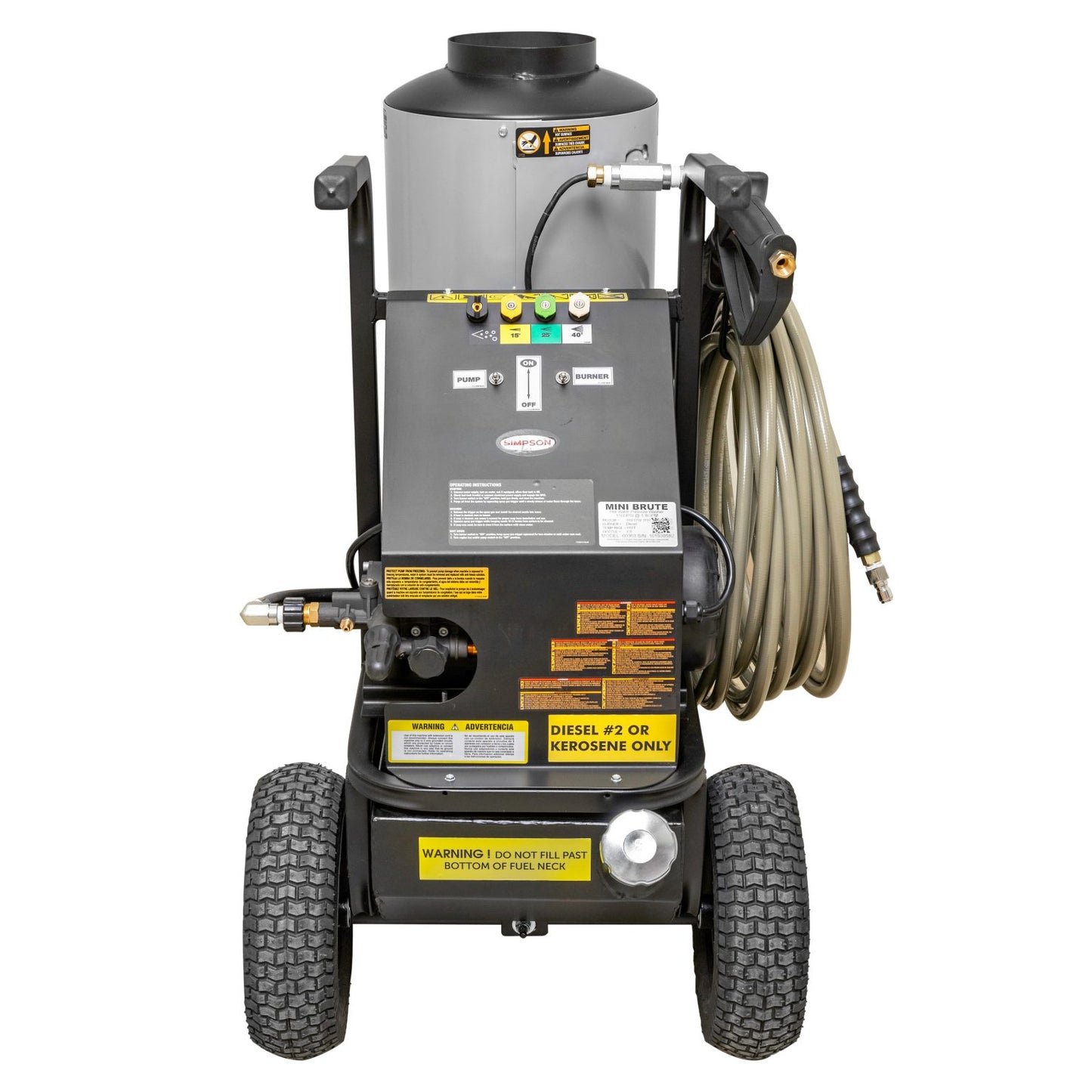 SIMPSON Mini Brute MB1518 1500 PSI at 1.8 GPM with Triplex Pump Hot Water Professional Electric Pressure Washer- PowerGen USA