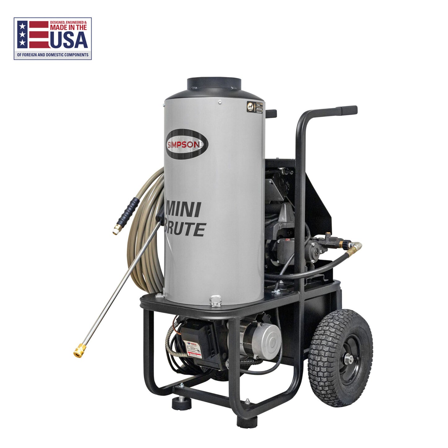 SIMPSON Mini Brute MB1518 1500 PSI at 1.8 GPM with Triplex Pump Hot Water Professional Electric Pressure Washer- PowerGen USA