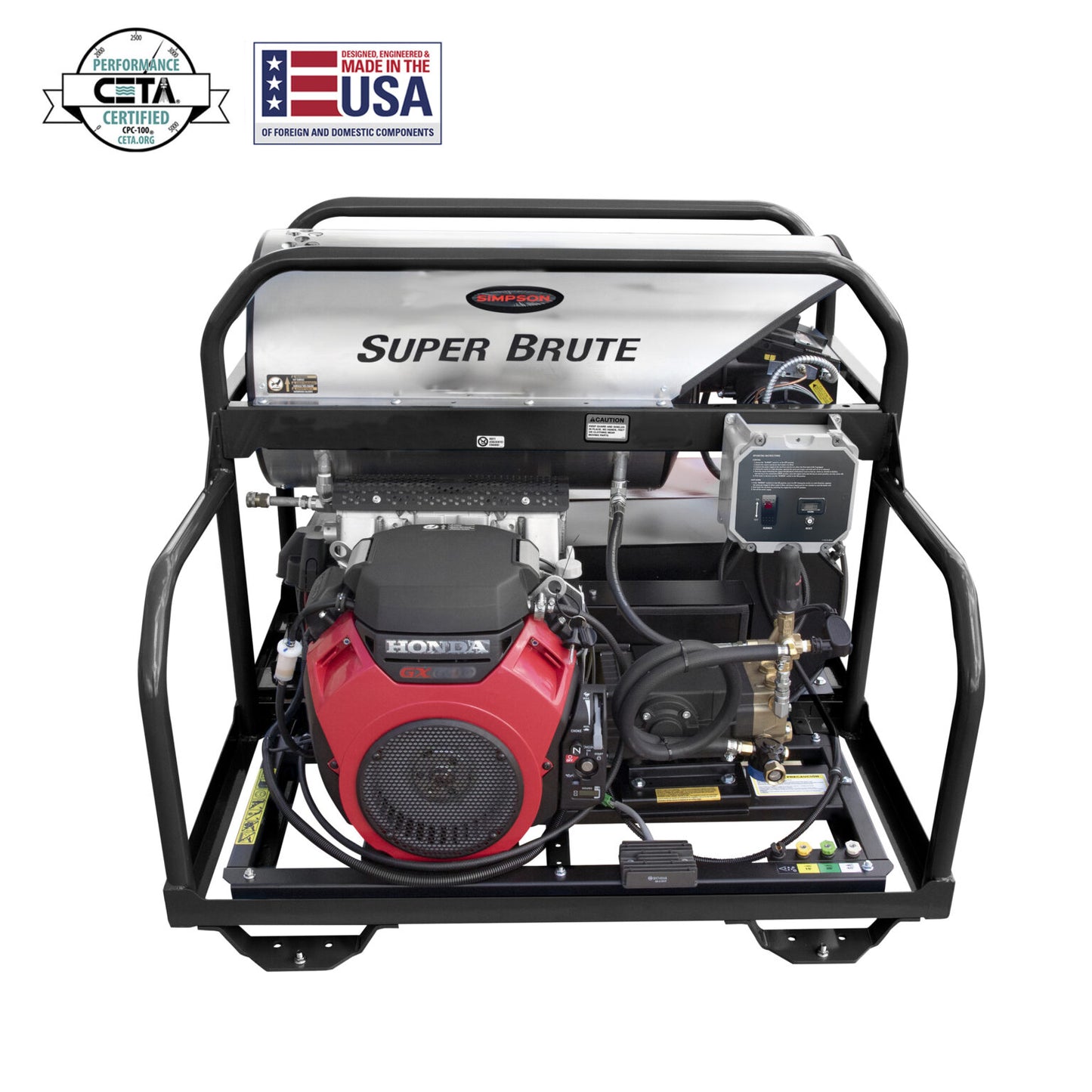 SIMPSON Super Brute SB65123 3500 PSI at 5.5 GPM HONDA® GX690 with General Pump Triplex Plunger Pump Hot Water Professional Gas Pressure Washer- PowerGen usa