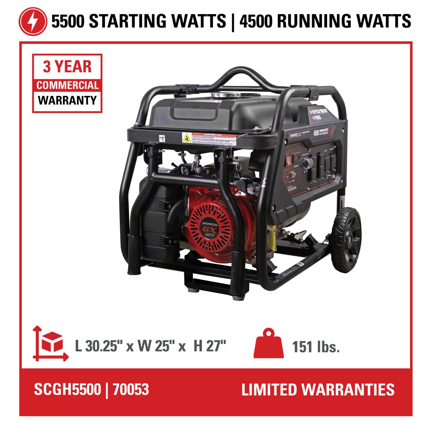 SIMPSON Industrial Generator SCGH5500 5500-Watt Generator 50-State- PowerGen USA