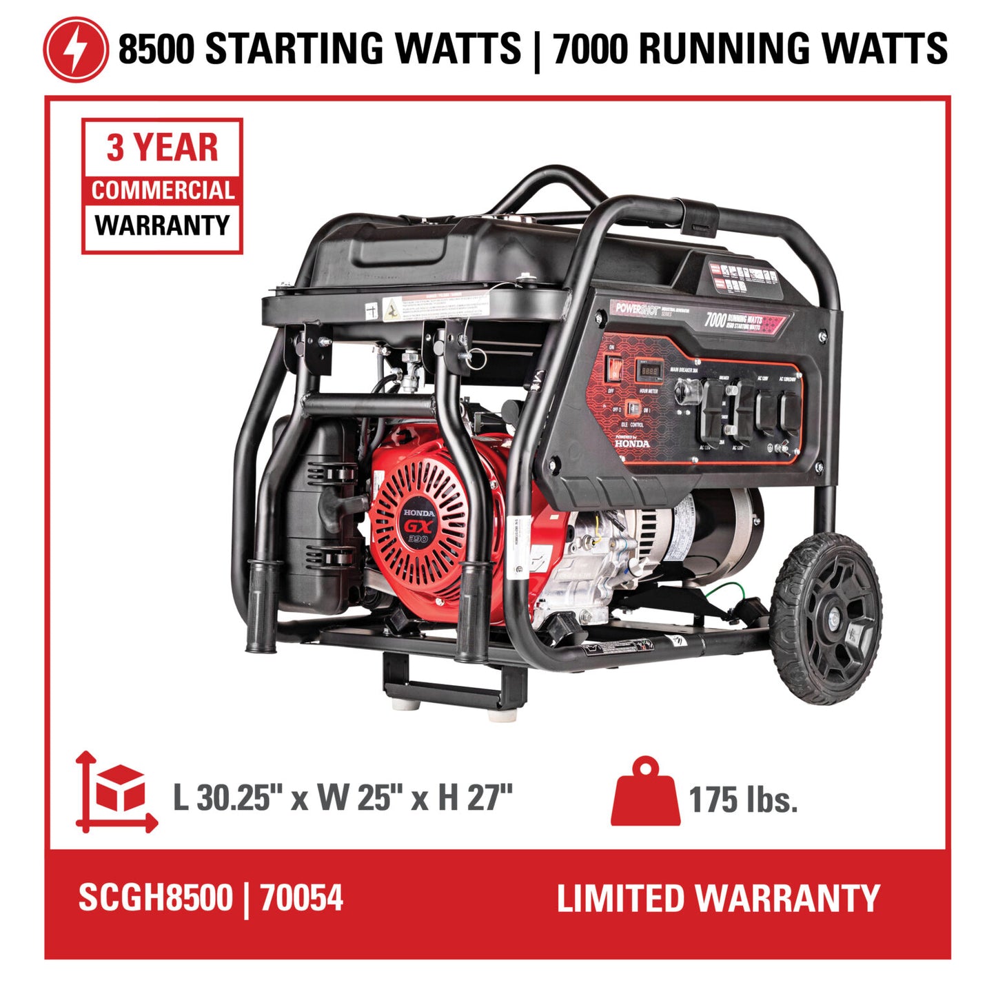 SIMPSON Industrial Generator SCGH8500 8500-Watt Generator 50-State- PowerGen USA