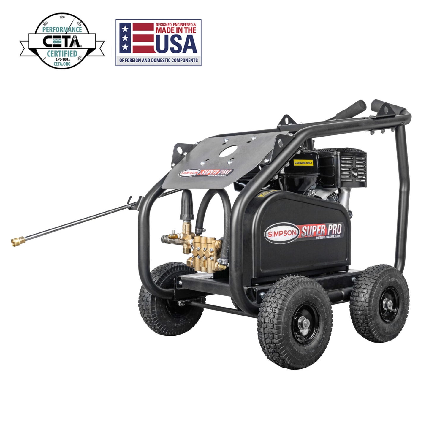 SIMPSON SuperPro Roll-Cage SW4240HCBM 4200 PSI at 4.0 GPM HONDA GX390 with AAA® Triplex Plunger Pump Cold Water Professional- PowerGen USA