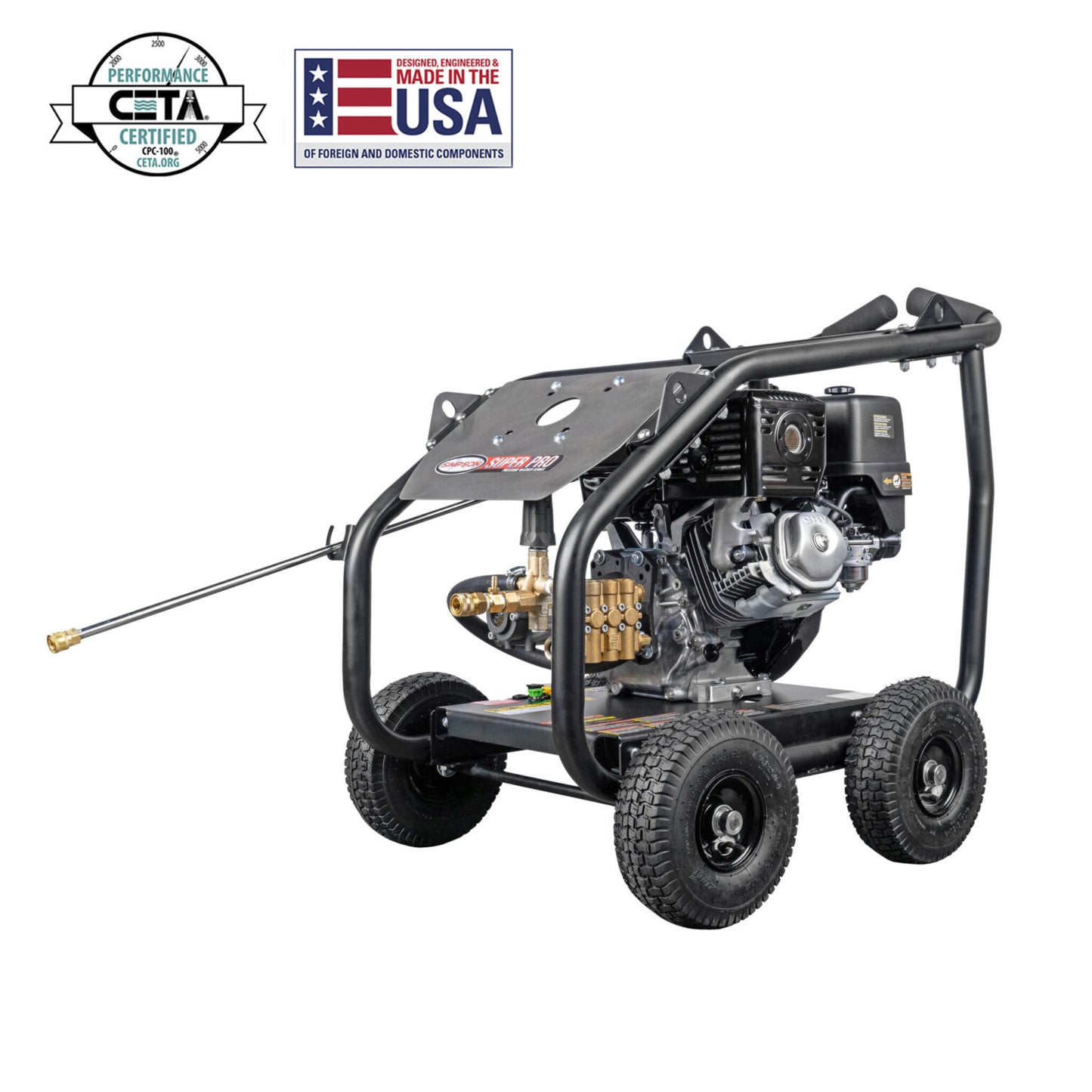 SIMPSON SuperPro Roll-Cage SW4440HCDM 4400 PSI at 4.0 GPM HONDA GX390 with AAA® Triplex Plunger Pump Cold Water Professional Gas Pressure Washer- PowerGen USA