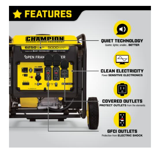 Champion 201239 7250 Watt Open Frame Inverter - PowerGen USA