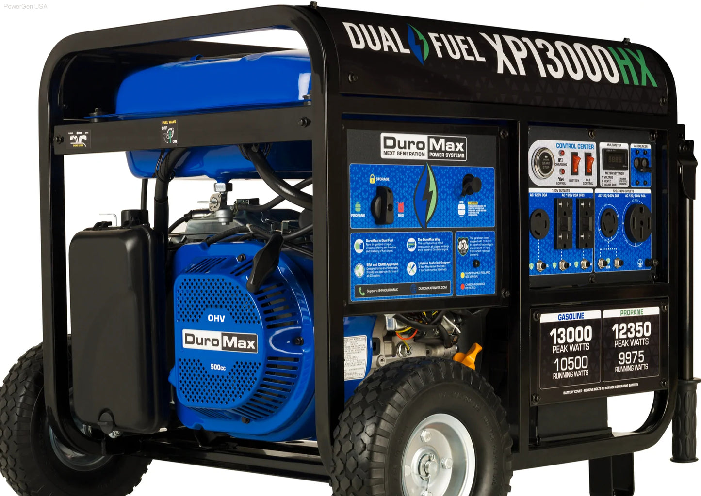 Dual Fuel Hybrid - DuroMax XP13000HX 13,000 Watt Dual Fuel Portable Home Power Backup HX Generator W/ CO Alert