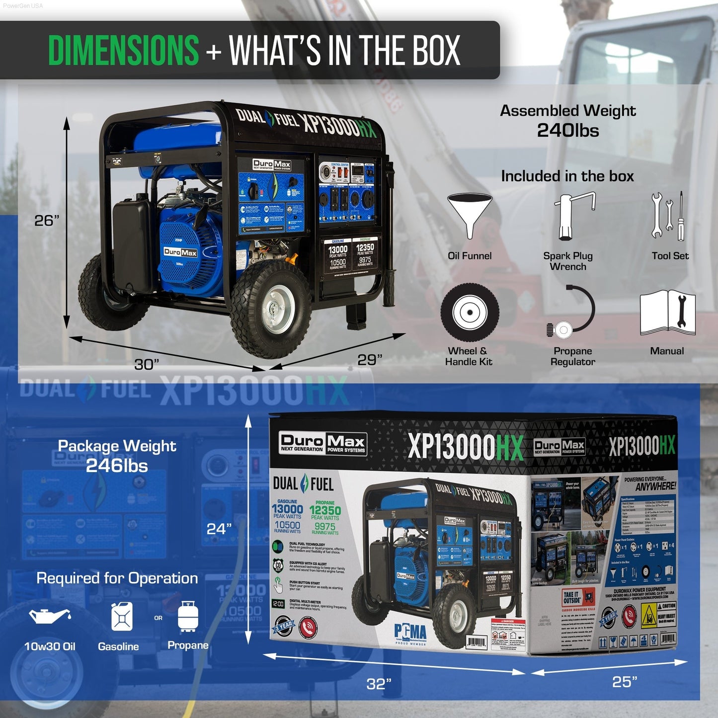 Dual Fuel Hybrid - DuroMax XP13000HX 13,000 Watt Dual Fuel Portable Home Power Backup HX Generator W/ CO Alert