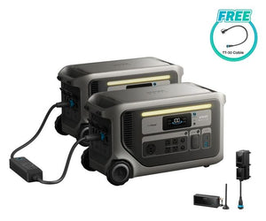 2x Anker SOLIX F3000 Portable Power Station + Double Power Hub + Power Saver Kit - 6144 Watt Hours - Includes FREE TT-30 Cable