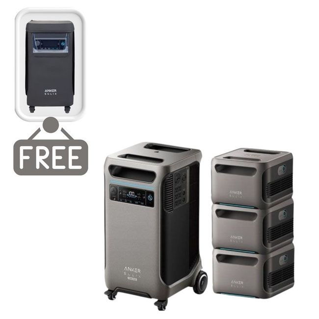 Anker SOLIX F3800 Plus Portable Power Station + 3 Expansion Batteries (15360Wh)