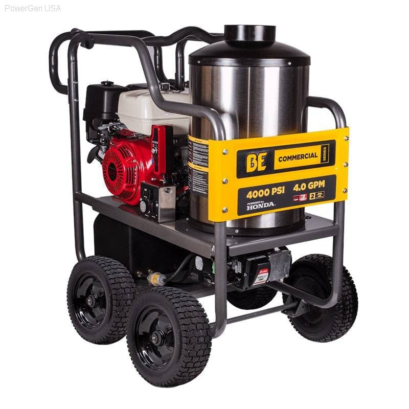 Pressure Washers - BE Power Equipment Commercial Series 4000 Psi 4 GPM 389cc Honda GX390 Engine Gas Hot Water Pressure Washer