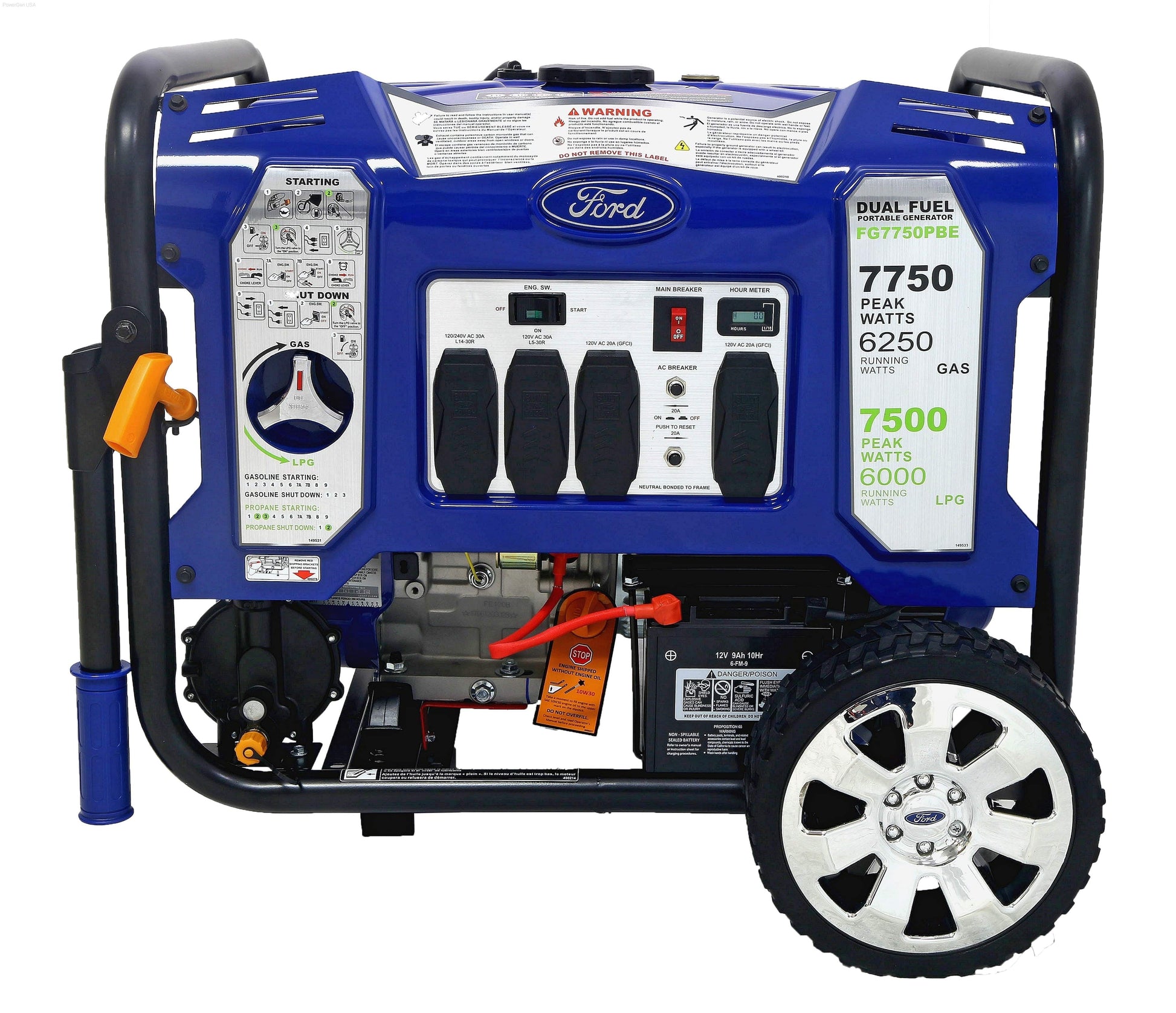 Dual Fuel Hybrid - Ford-FG7750PBE 7,750W Dual Fuel Portable Generator With Switch & Go Technology