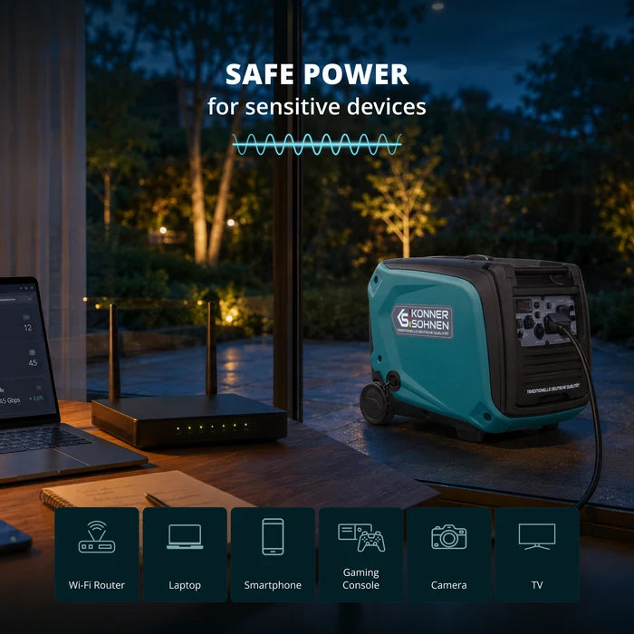 Könner & Söhnen 4000W Dual Fuel Inverter Generator | LPG/Gasoline, Electric Start, CO Sensor | KS 4000iEHS CO - PowerGen USA