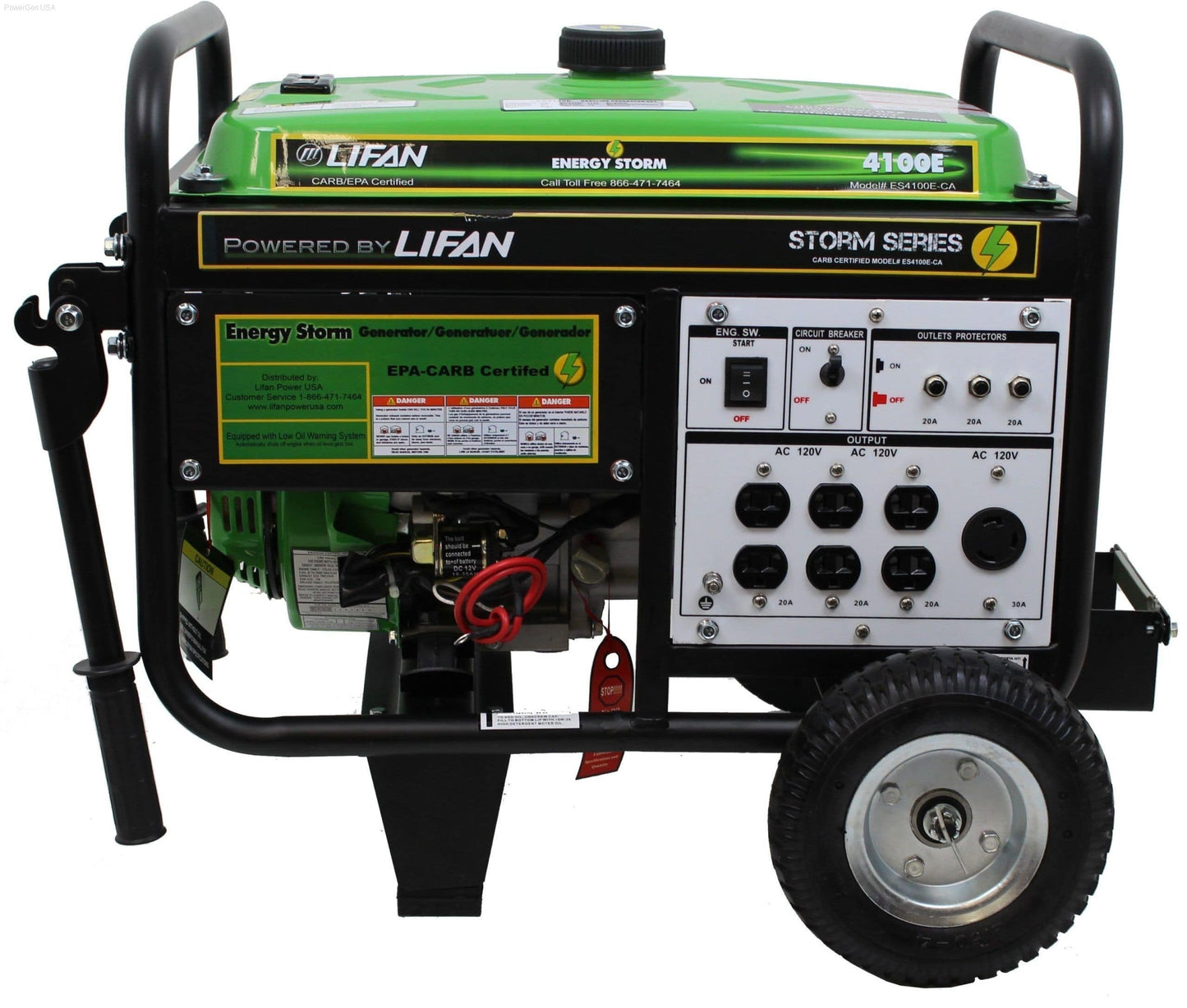 Gas Generators - LIFAN Power USA 4000W Electric Start Generator - 7MHP W/ Recoil Start - CARB